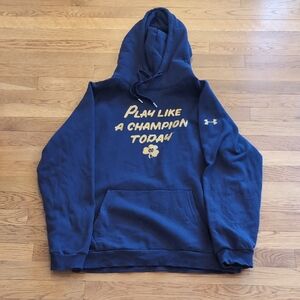 Under Armour Navy Blue Crewneck Hoodie with Yellow Graphic